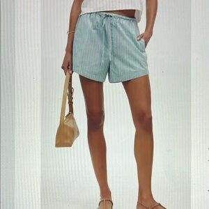 Madewell Drawstring High Waist Striped  Shorts